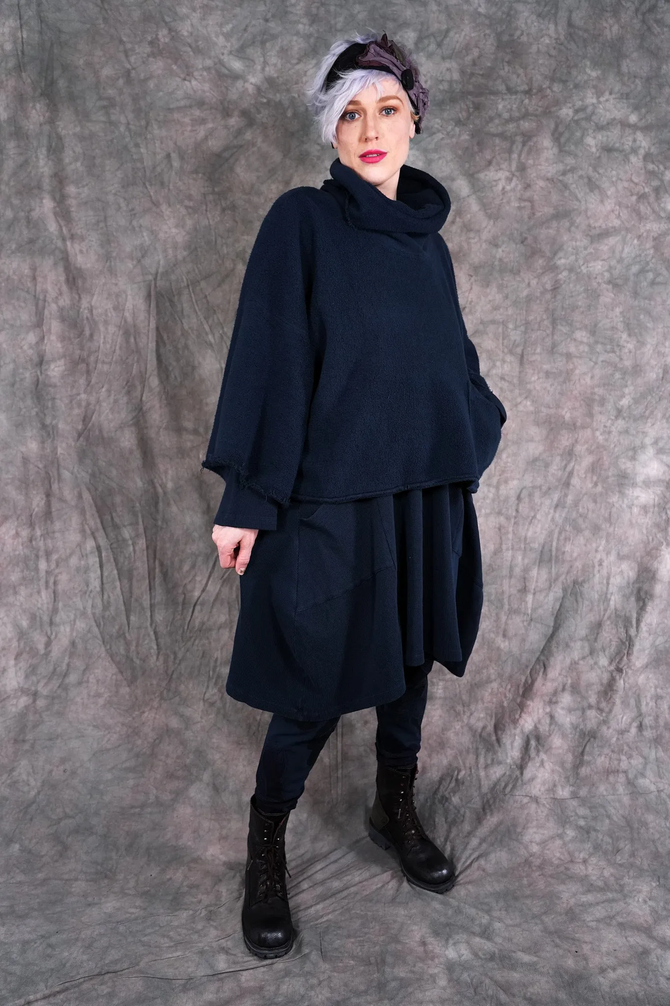 1589 Crop Sherpa Cowl Atlantic