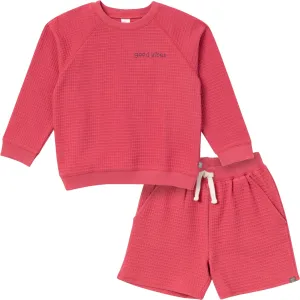 2-Piece Infant & Toddler Boys Dusty Red Long Sleeve Top and Shorts Set