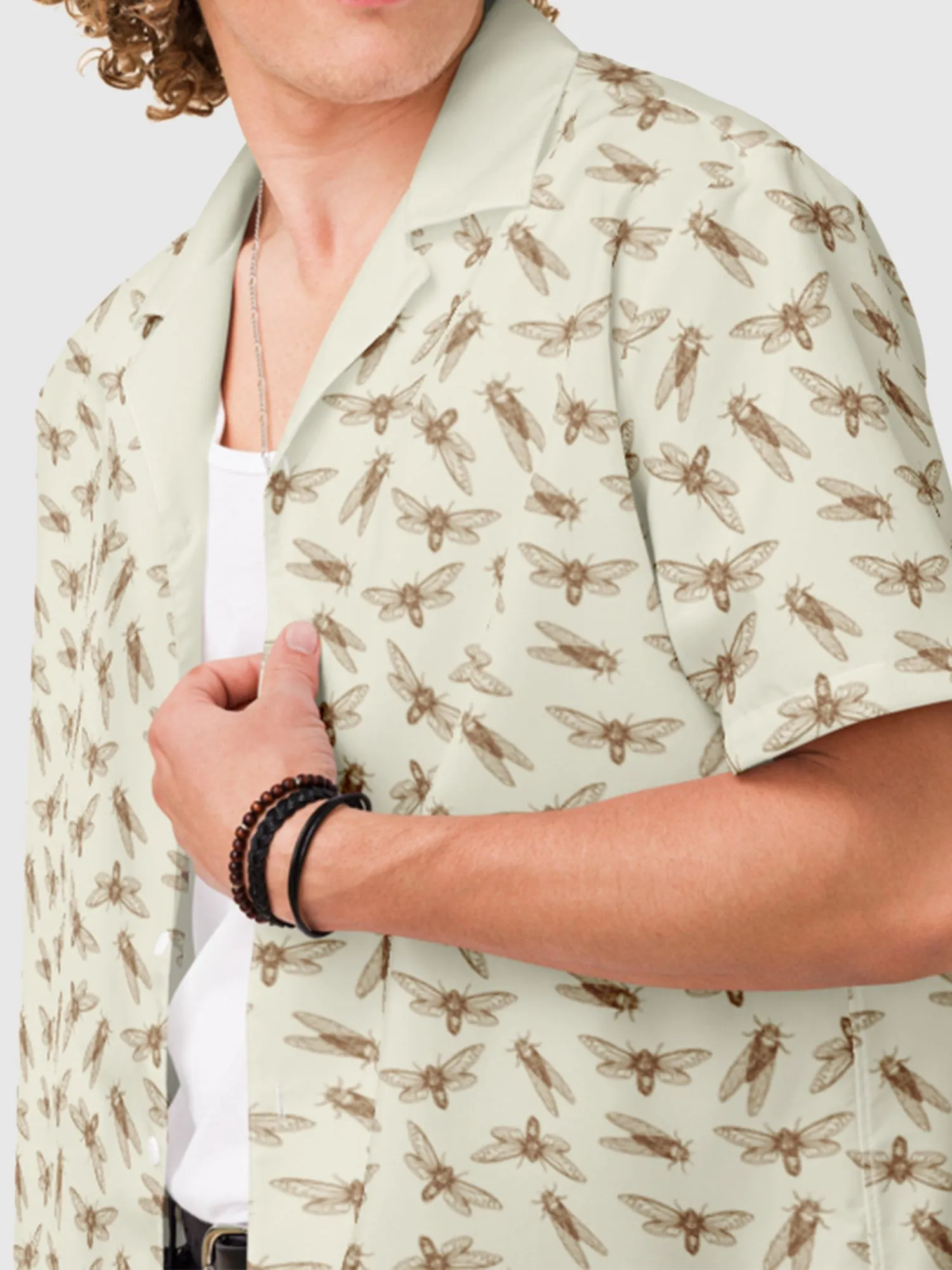 3 Body Problem Bugs Unisex Button Shirt [Ivory]