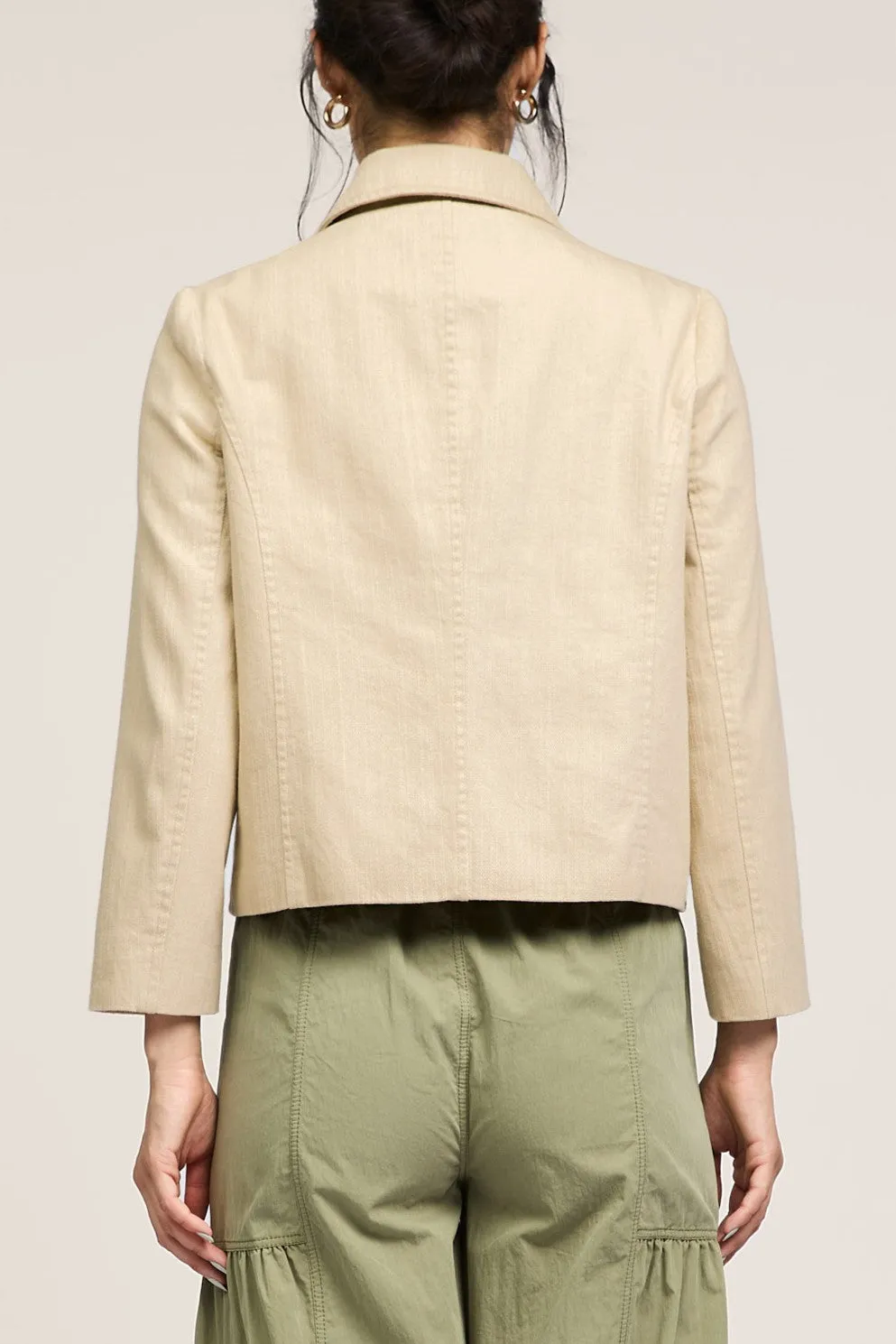 3/4 Sleeve Point Collar Cotton Jacket