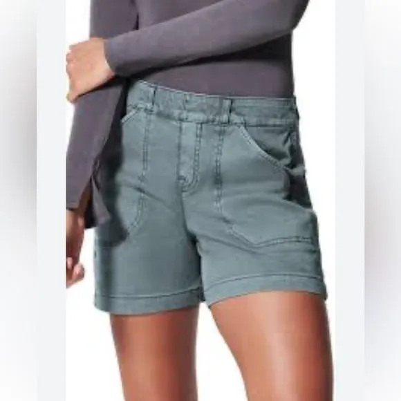 34. SPANX 6-Inch Stretch Twill Shorts in Hazy Grey