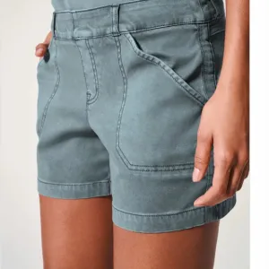 34. SPANX 6-Inch Stretch Twill Shorts in Hazy Grey