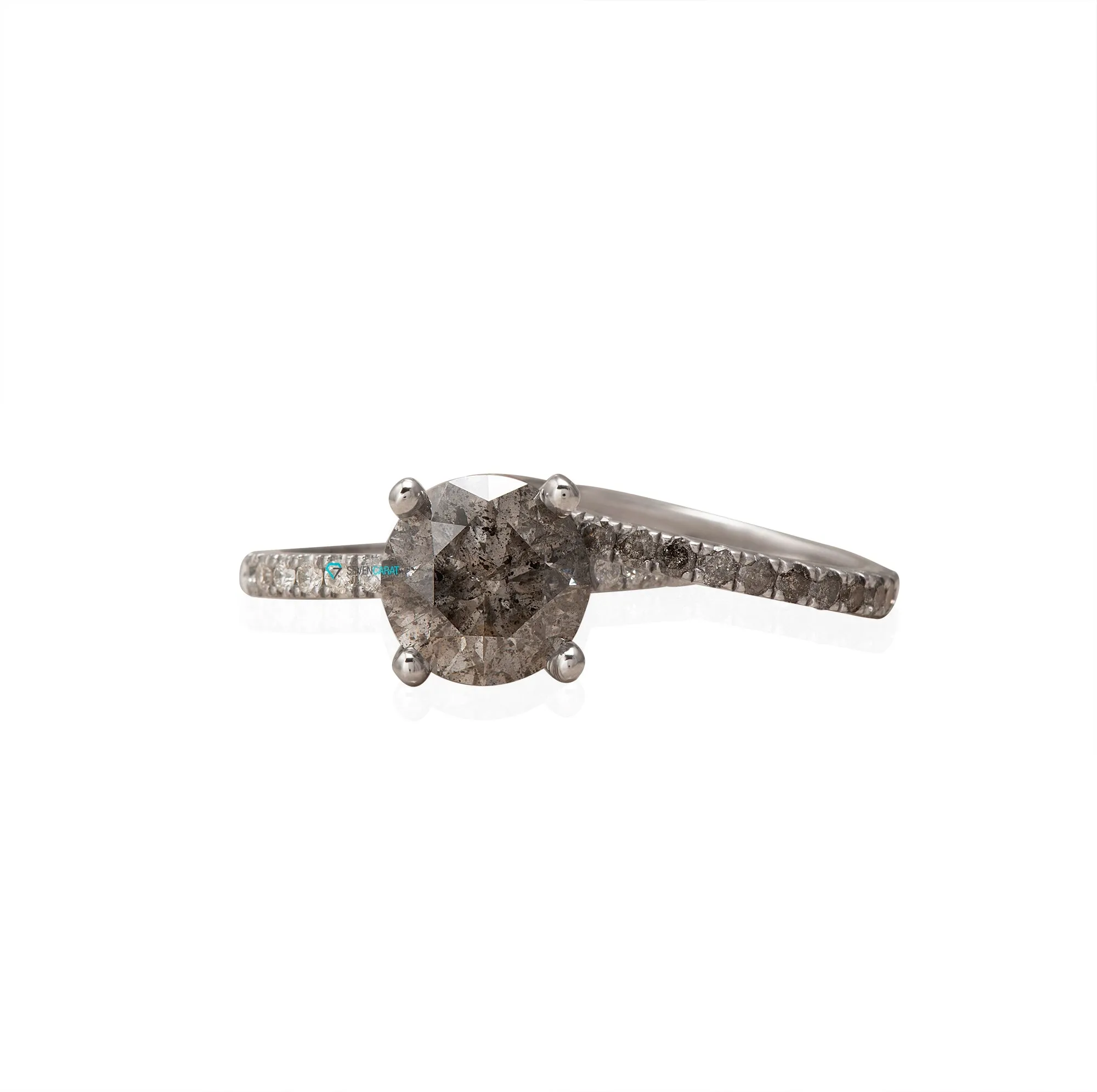 4 ct Salt and Pepper diamond ring with matching pave diamond wedding band white gold/ Platinum