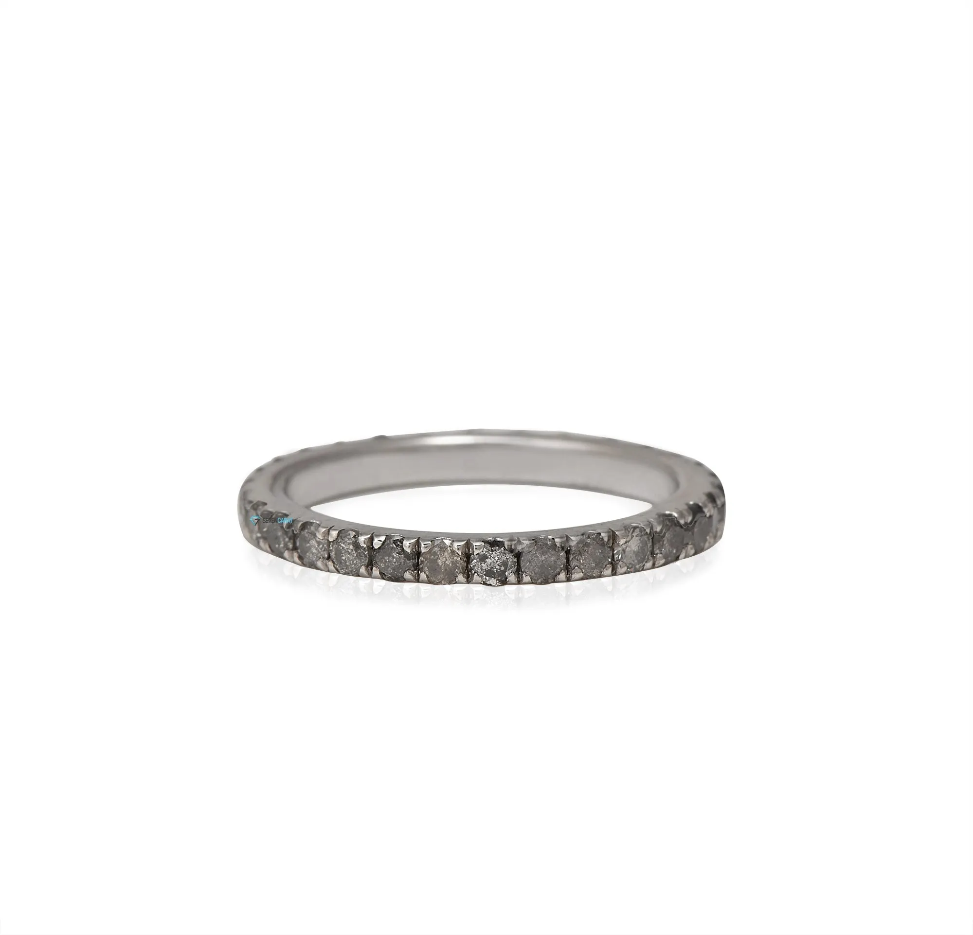 4 ct Salt and Pepper diamond ring with matching pave diamond wedding band white gold/ Platinum