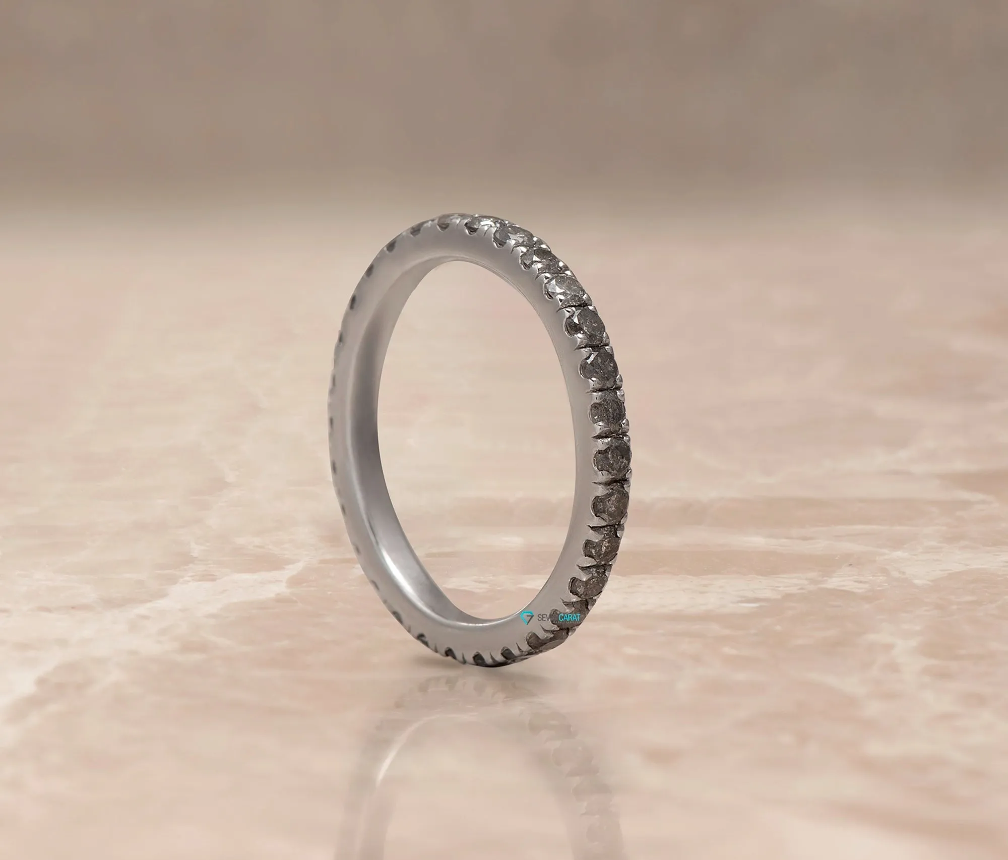 4 ct Salt and Pepper diamond ring with matching pave diamond wedding band white gold/ Platinum