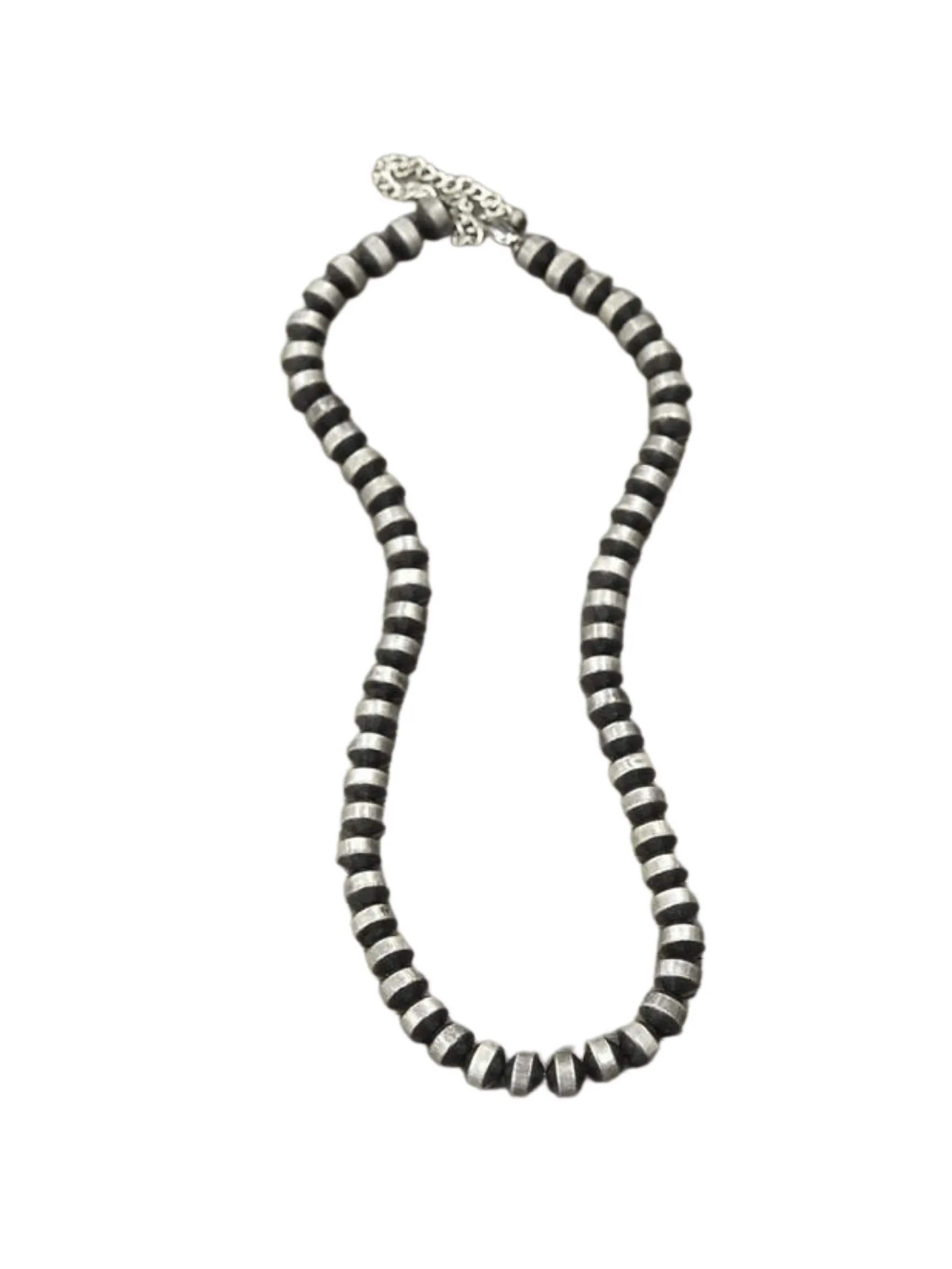8mm Fashion Silver Pearl Necklace - 24-25"