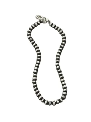 8mm Fashion Silver Pearl Necklace - 24-25"