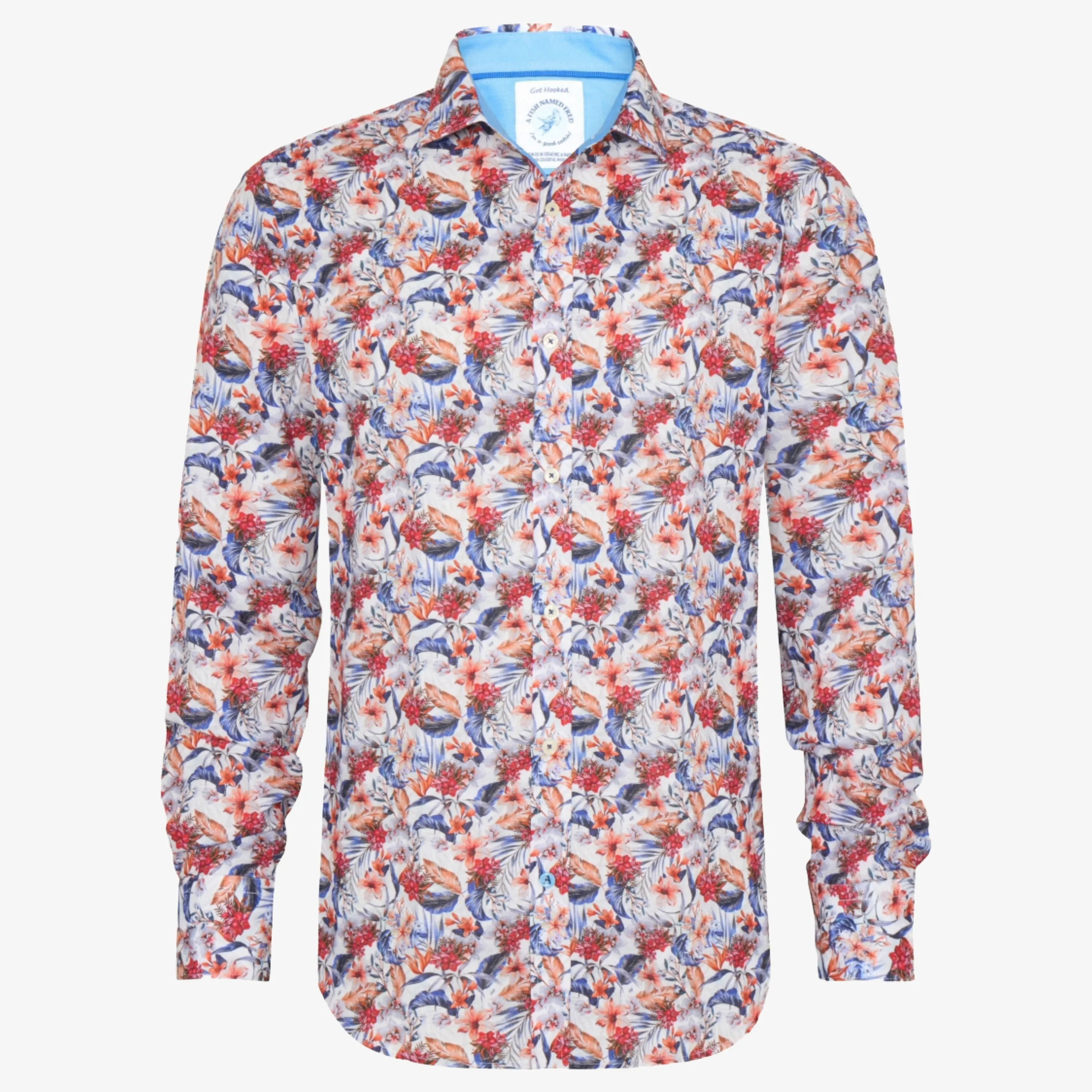A Fish Named Fred Floral Shirt - Coral