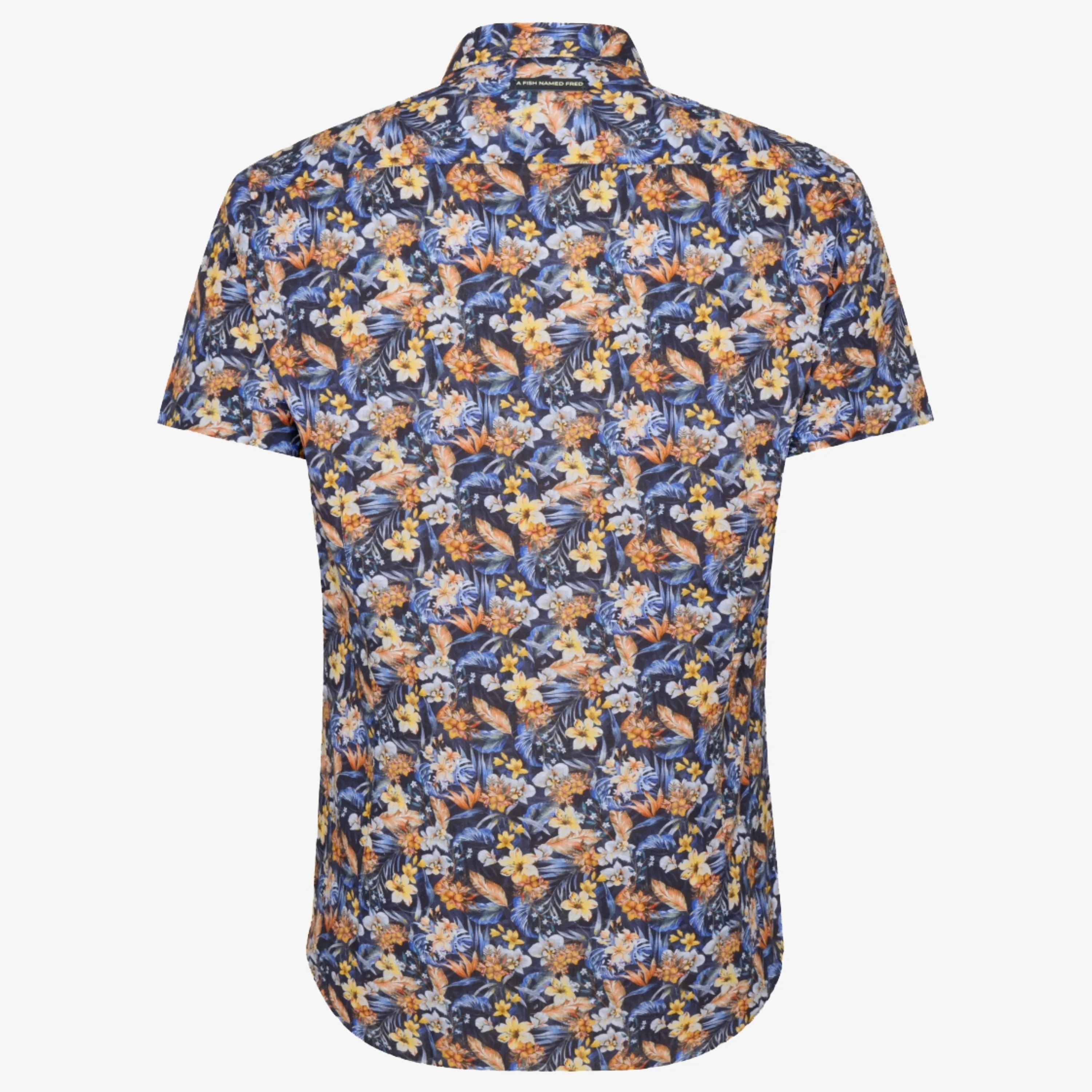 A Fish Named Fred Floral Short Sleeve Shirt - Navy