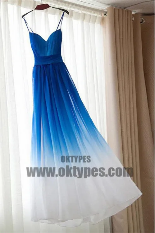 A line Bridesmaid Dresses, Royal Blue Prom Dresses, Long Bridesmaid Dresses With Pleated Sleeveless Straps, TYP0451
