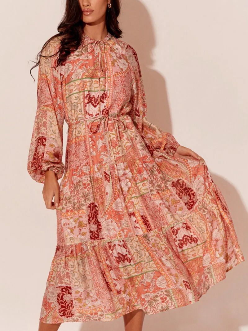 Adorne Meredith Patchwork  Maxi Dress