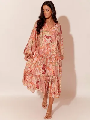Adorne Meredith Patchwork  Maxi Dress