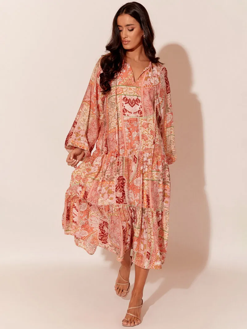 Adorne Meredith Patchwork  Maxi Dress