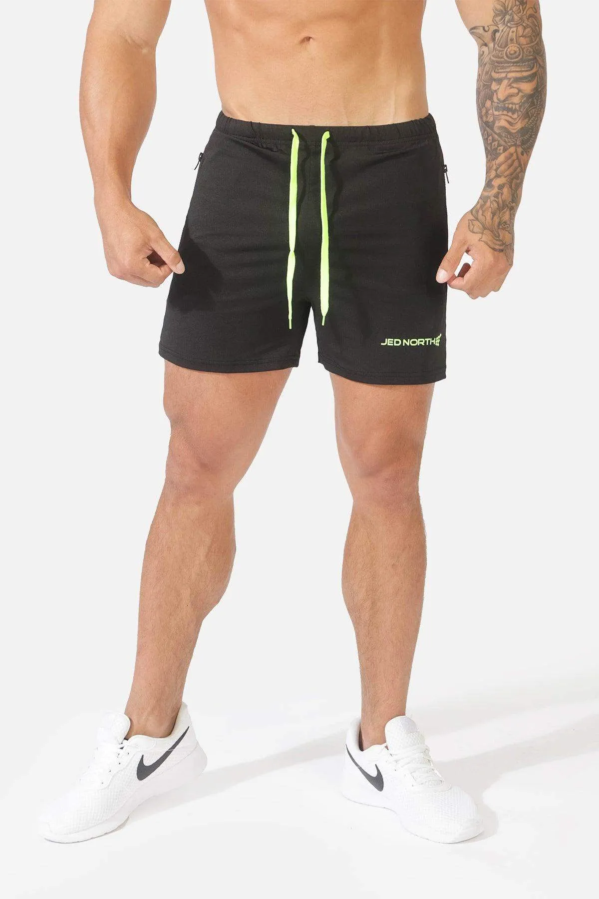 Agile Bodybuilding 4'' Shorts w Zipper Pockets - Black