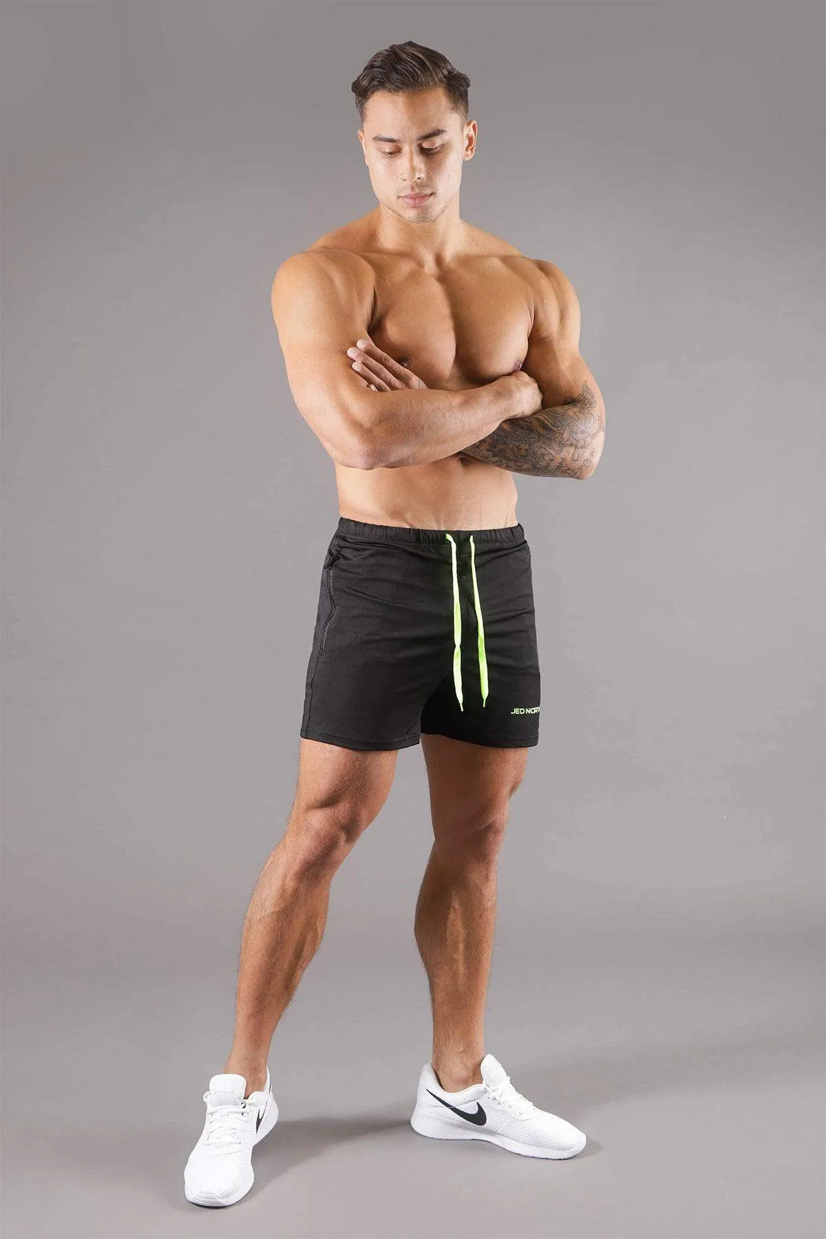 Agile Bodybuilding 4'' Shorts w Zipper Pockets - Black