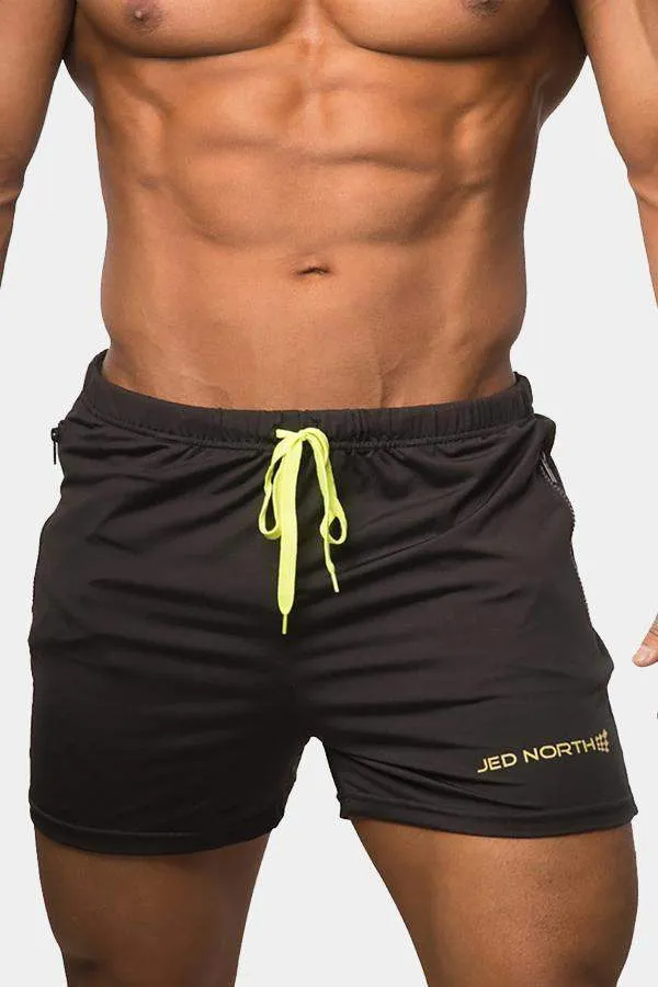 Agile Bodybuilding 4'' Shorts w Zipper Pockets - Black