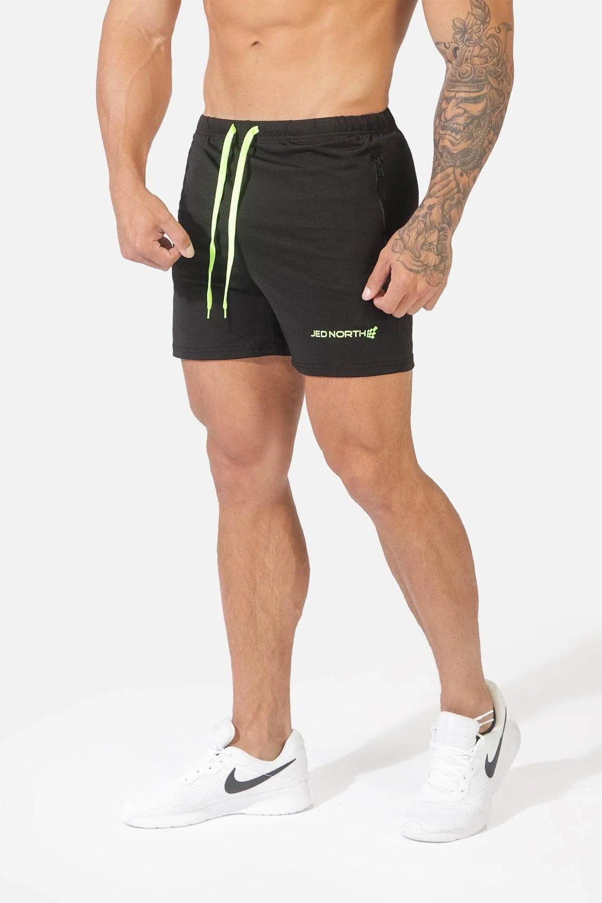 Agile Bodybuilding 4'' Shorts w Zipper Pockets - Black