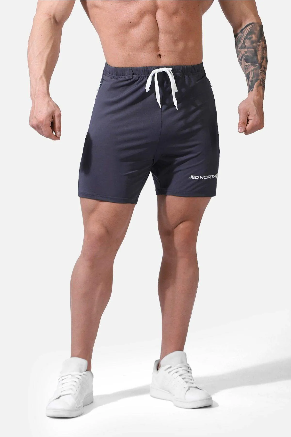 Agile Plus 6.5'' Bodybuilding Shorts w Zipper Pockets - Gray
