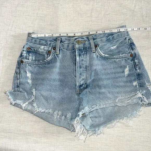 Agolde Parker Shorts Button Up Fly Distressed Size 25