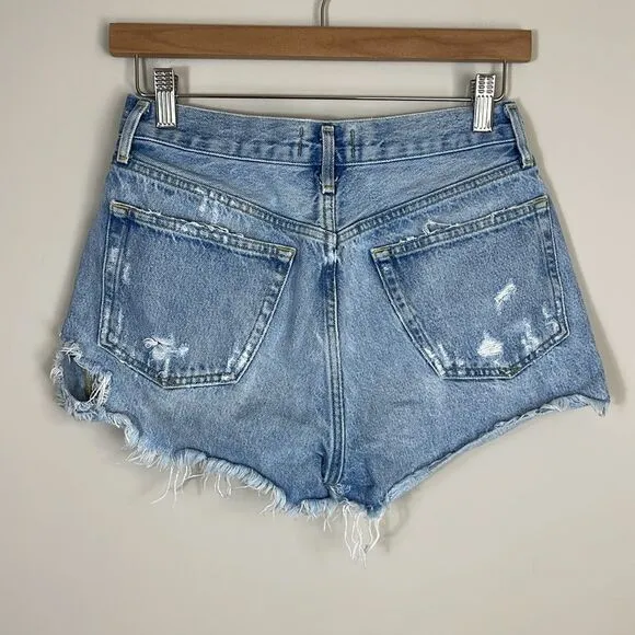 Agolde Parker Shorts Button Up Fly Distressed Size 25