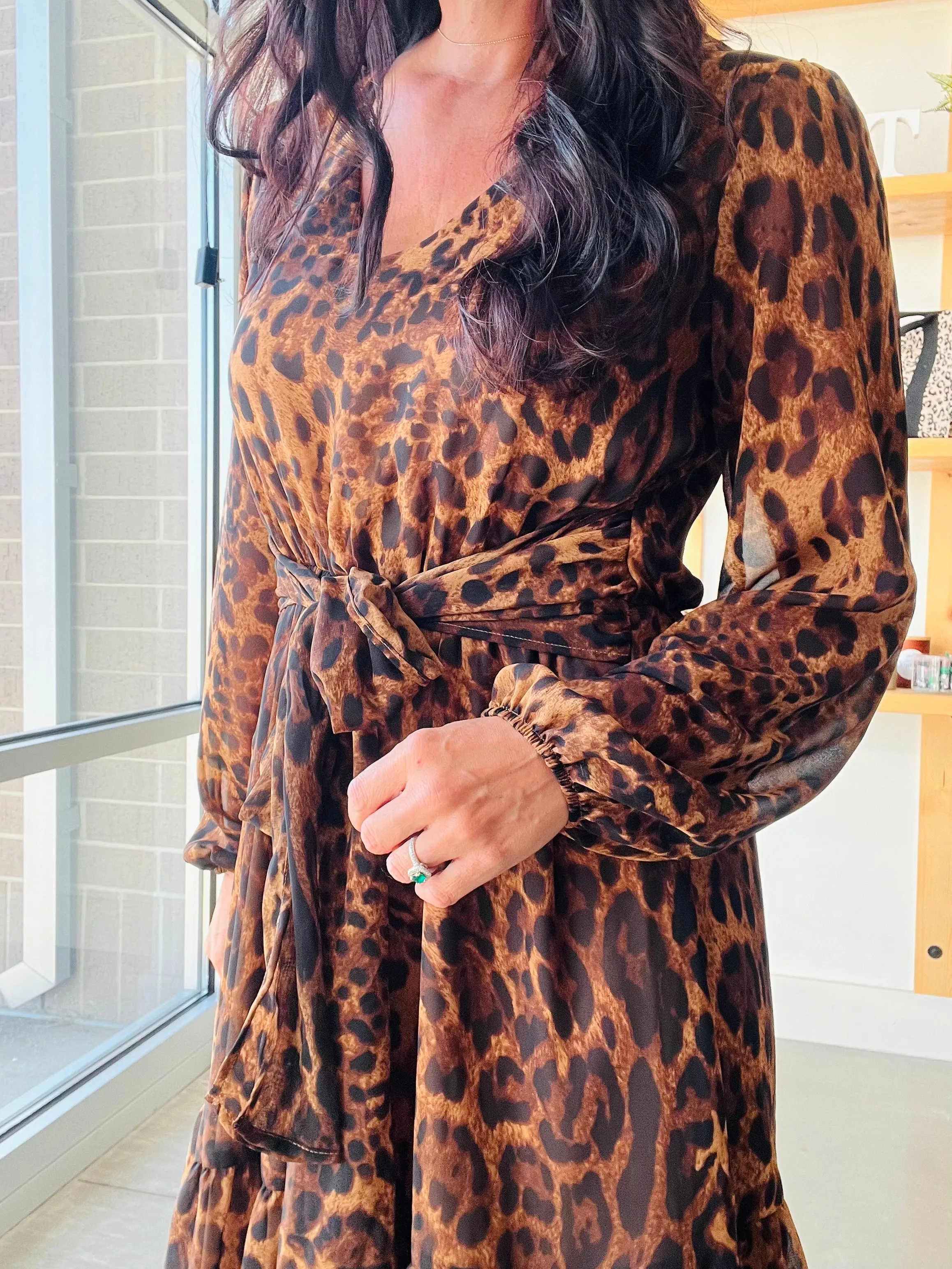 Animal Print Front Tie Dress