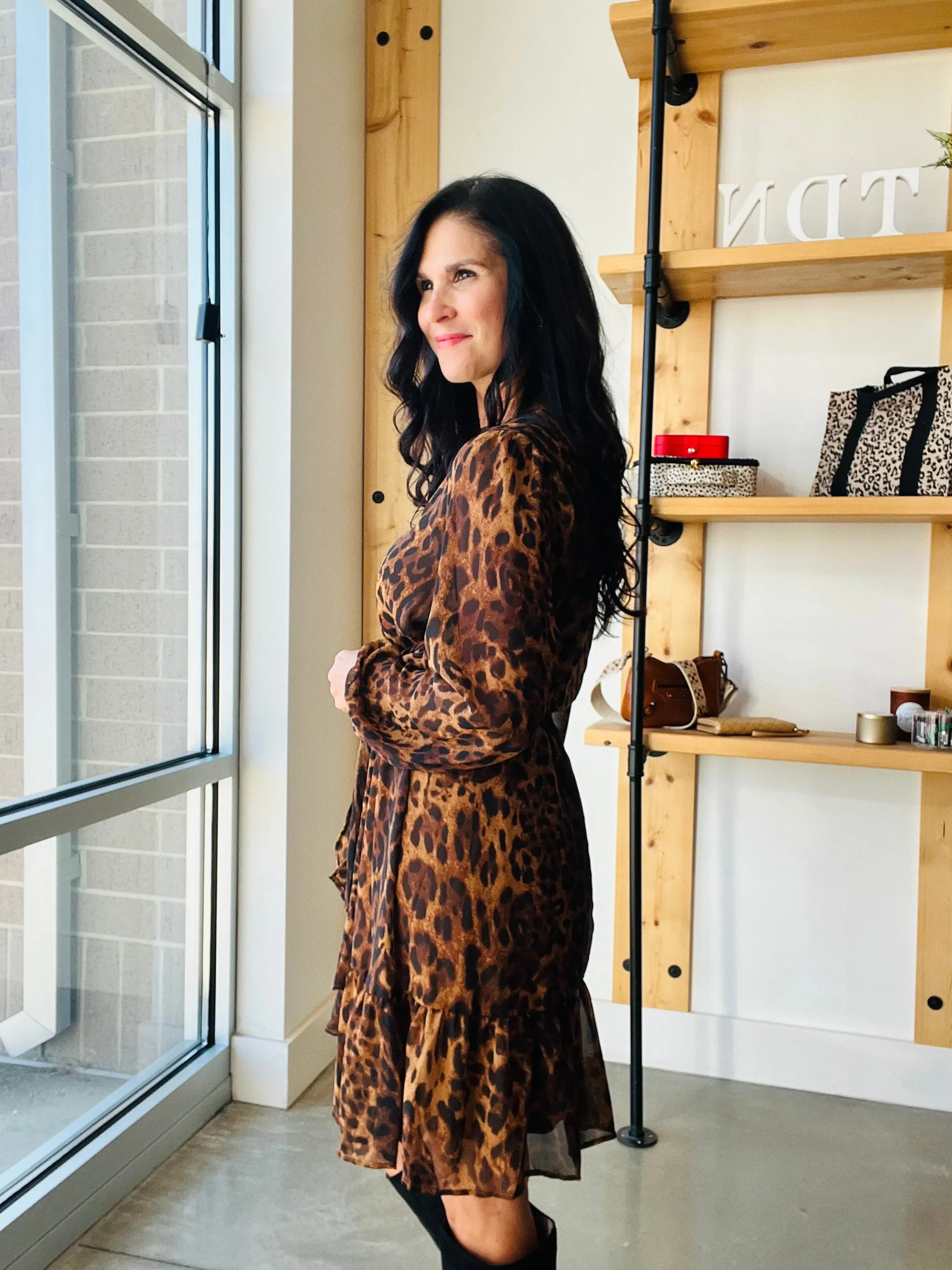 Animal Print Front Tie Dress