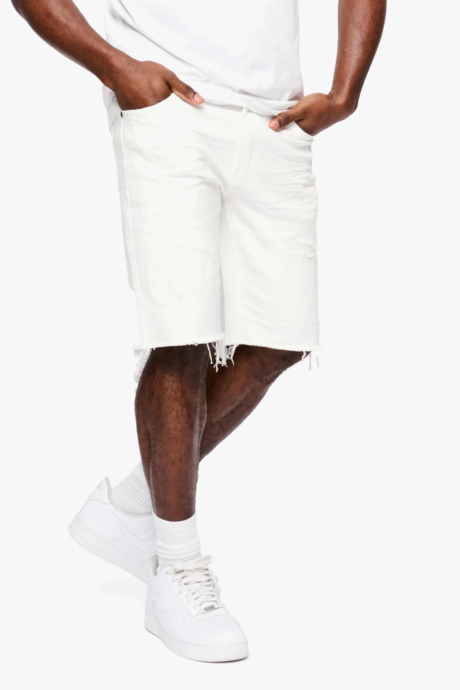 ANOM "LAGOON" WHITE DENIM SHORTS