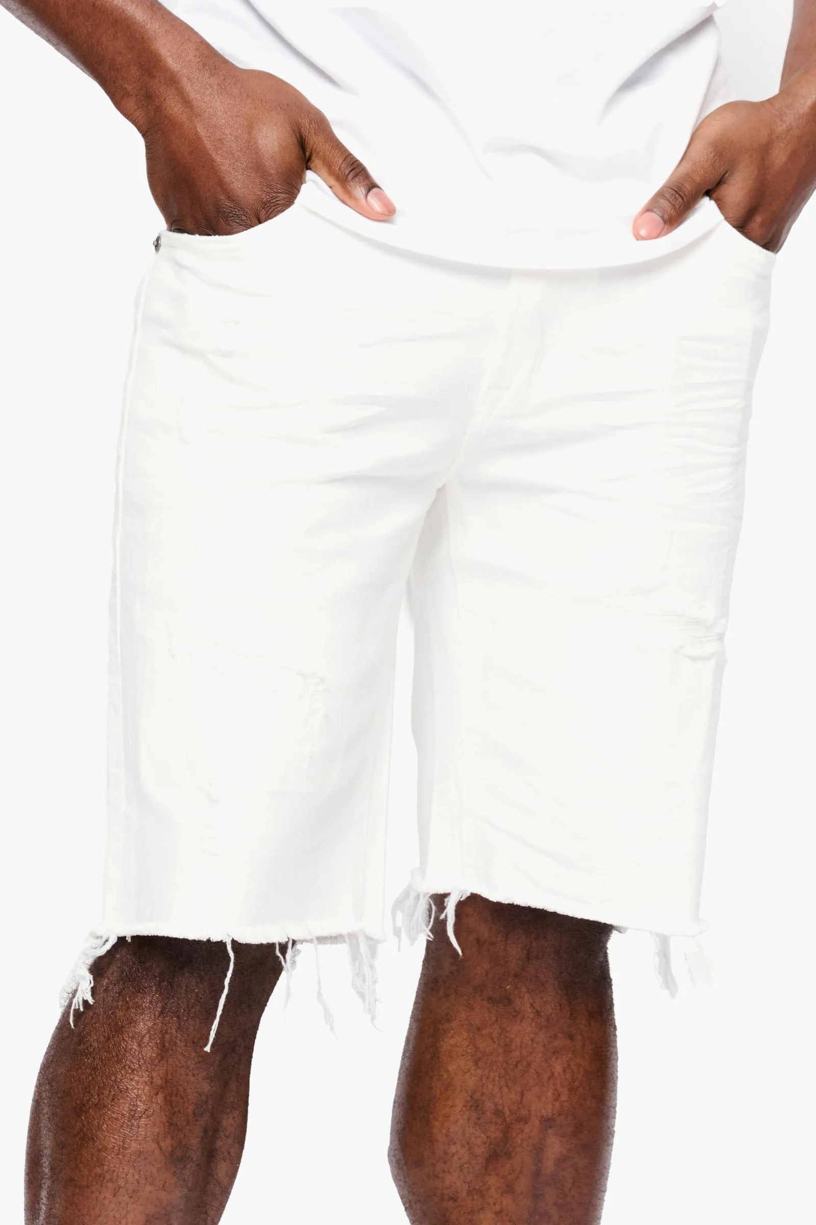 ANOM "LAGOON" WHITE DENIM SHORTS