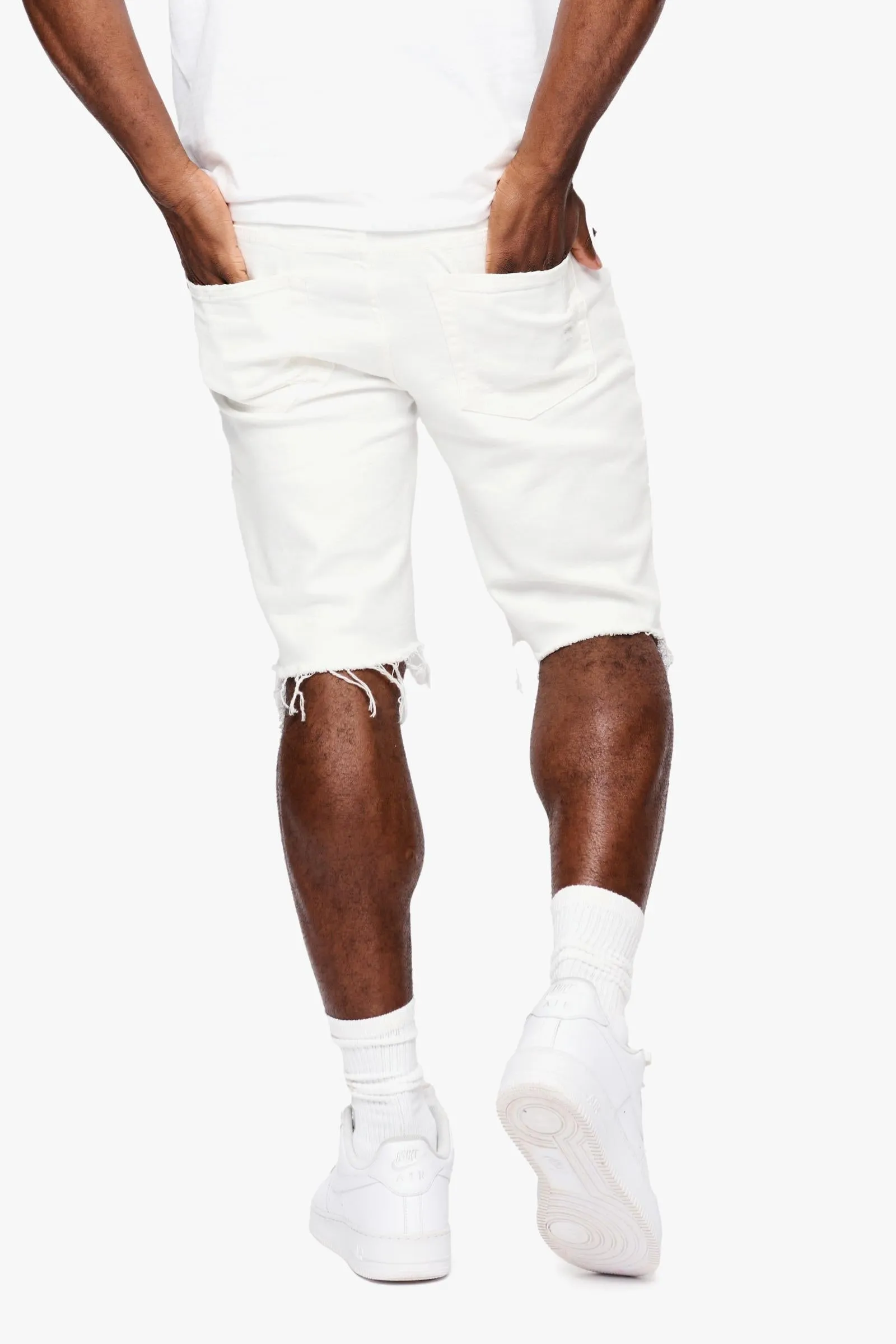 ANOM "LAGOON" WHITE DENIM SHORTS