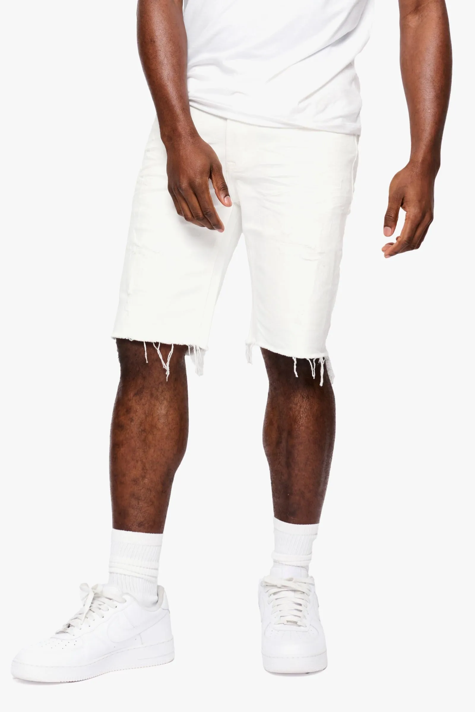 ANOM "LAGOON" WHITE DENIM SHORTS