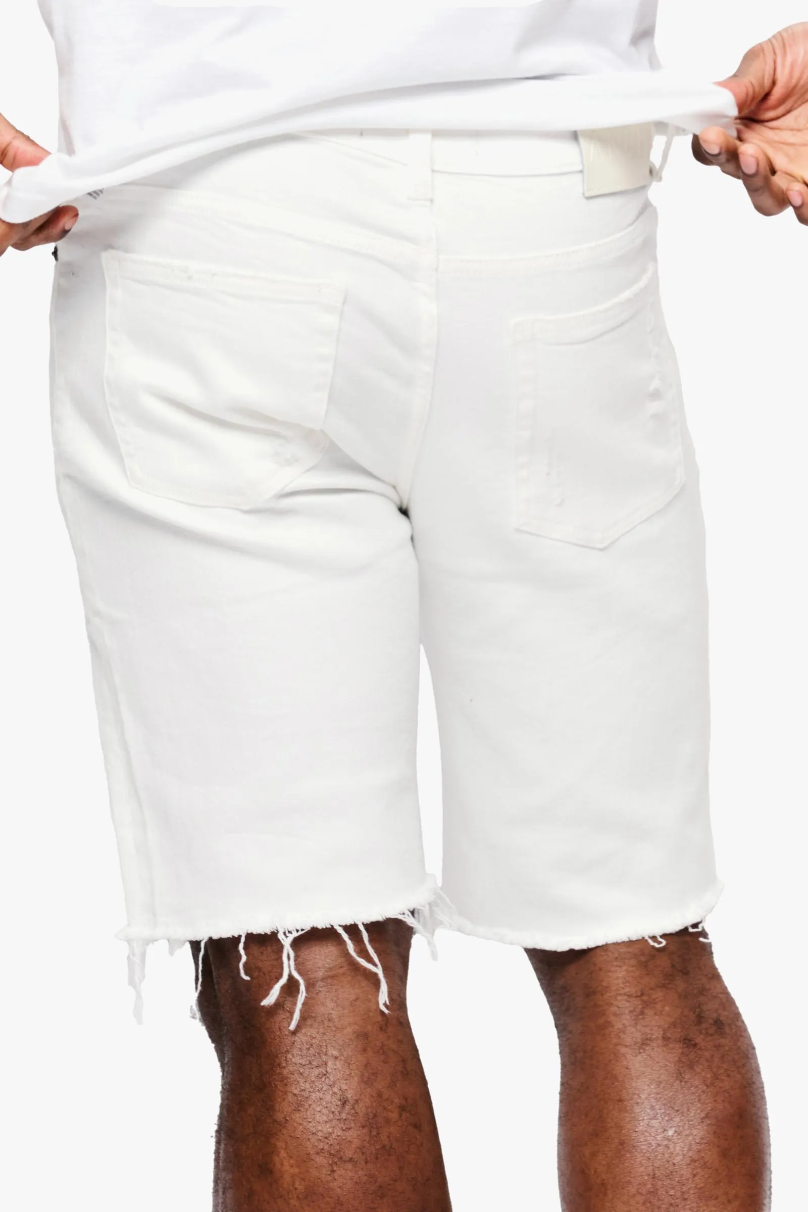ANOM "LAGOON" WHITE DENIM SHORTS
