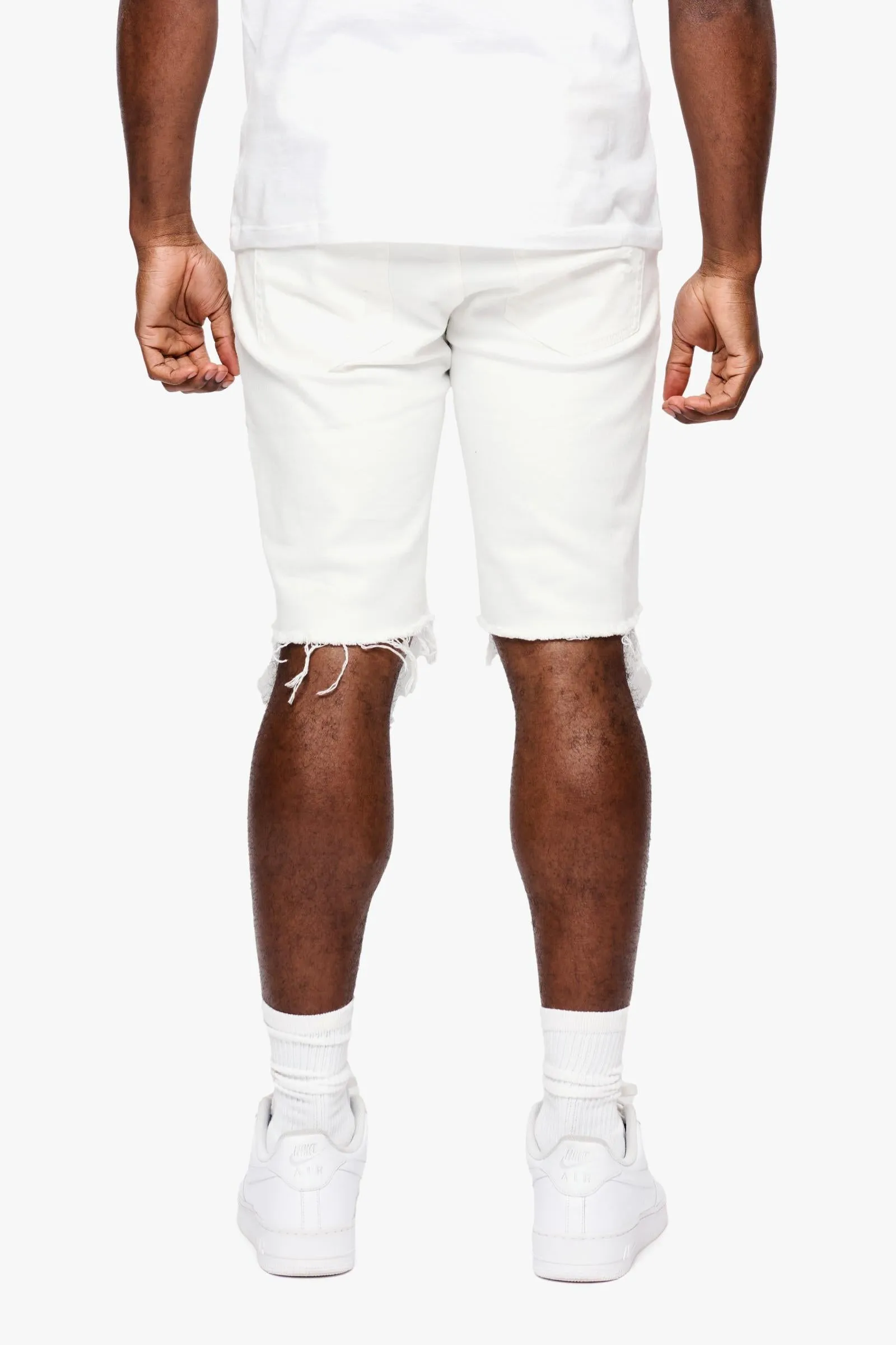 ANOM "LAGOON" WHITE DENIM SHORTS