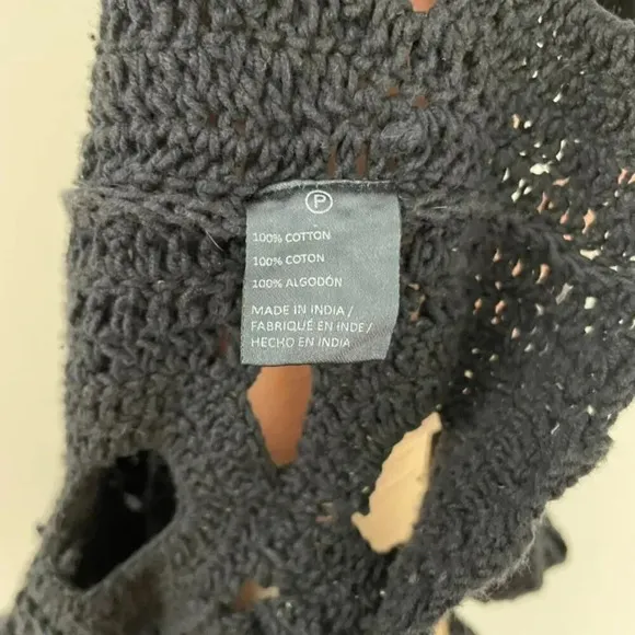 Anthropologie Maeve Black Cut Out Crochet Topper One Size