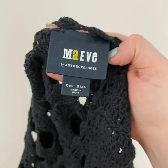 Anthropologie Maeve Black Cut Out Crochet Topper One Size