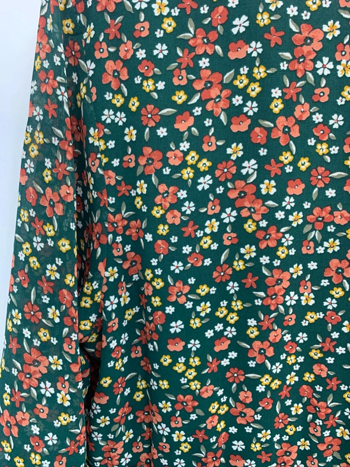 Apricot Green Ditsy Ruched V Neck Dress UK 14