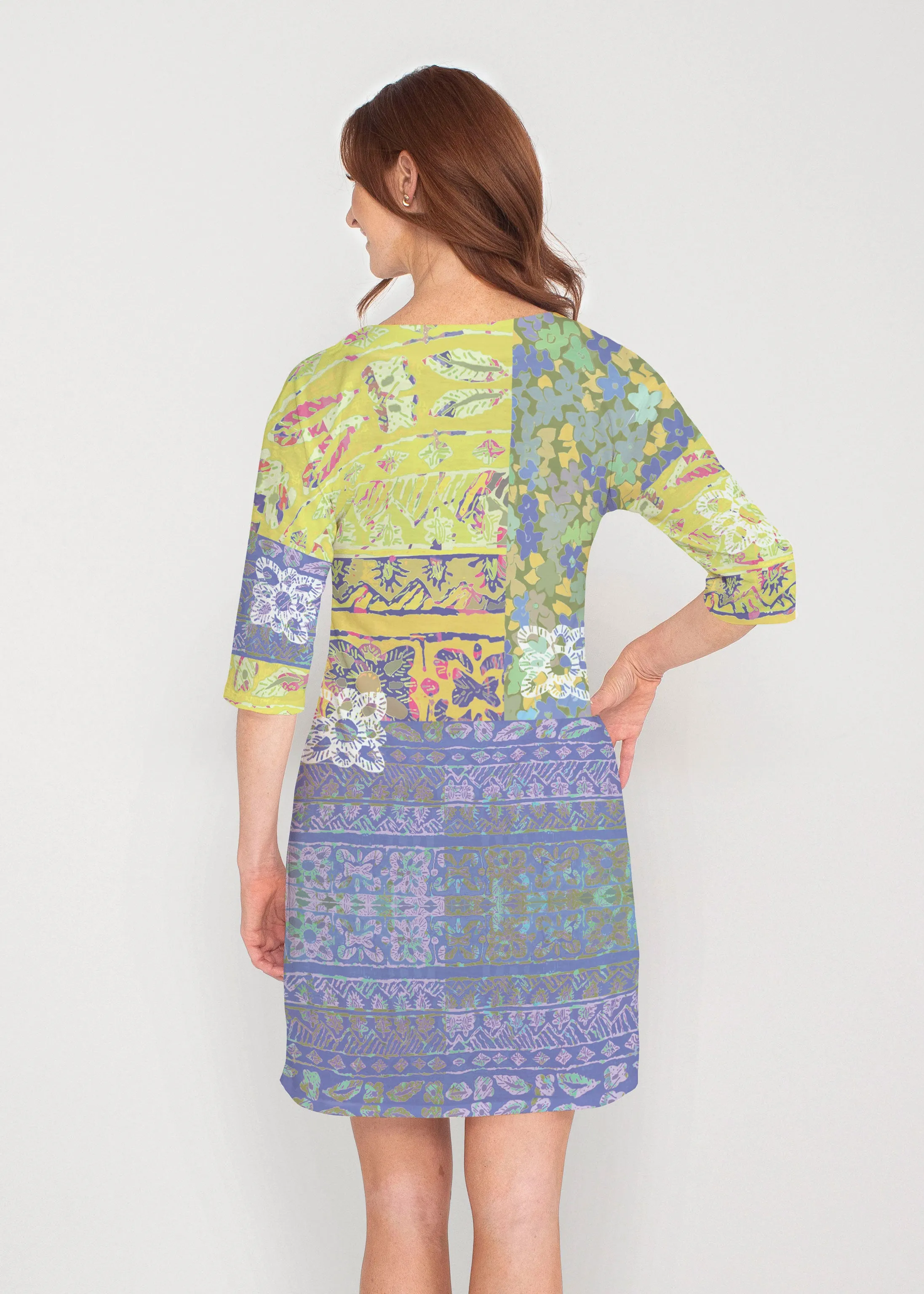 Aspen (19191) ~ Drop Shoulder 3/4 Sleeve V-Neck Dress