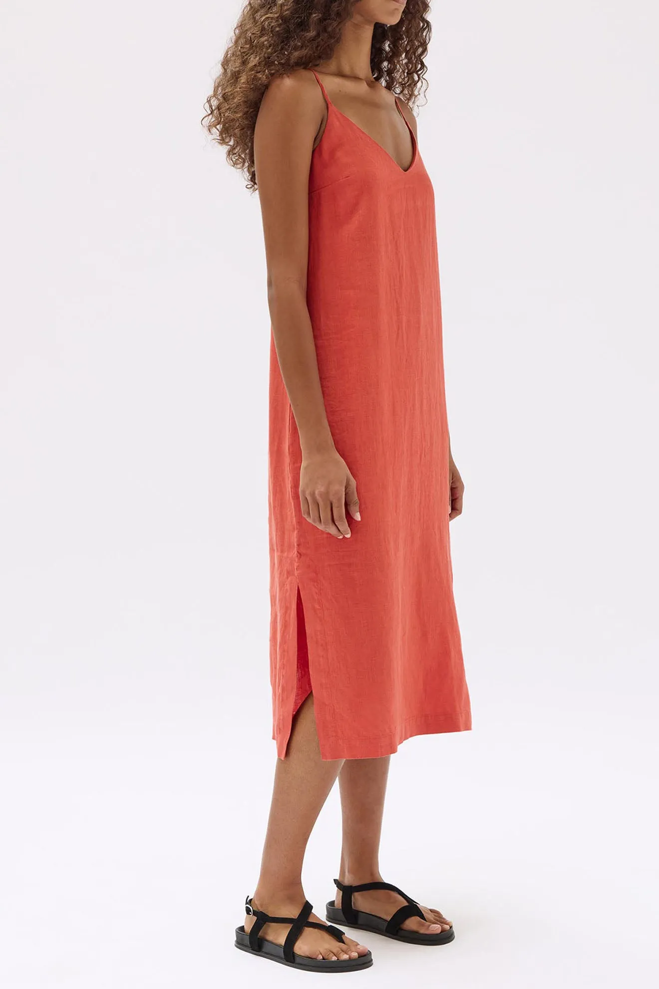 Assembly Label | Vallory Linen Slip Dress - Papaya