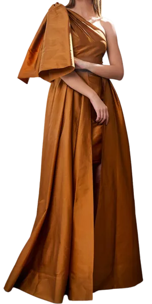 Autumn Maple Layered Silk Gown