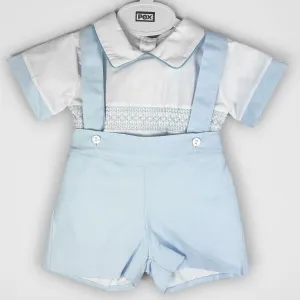 Baby Boys Smart Summer Shorts & Shirt Set – White & Baby Blue | Pex