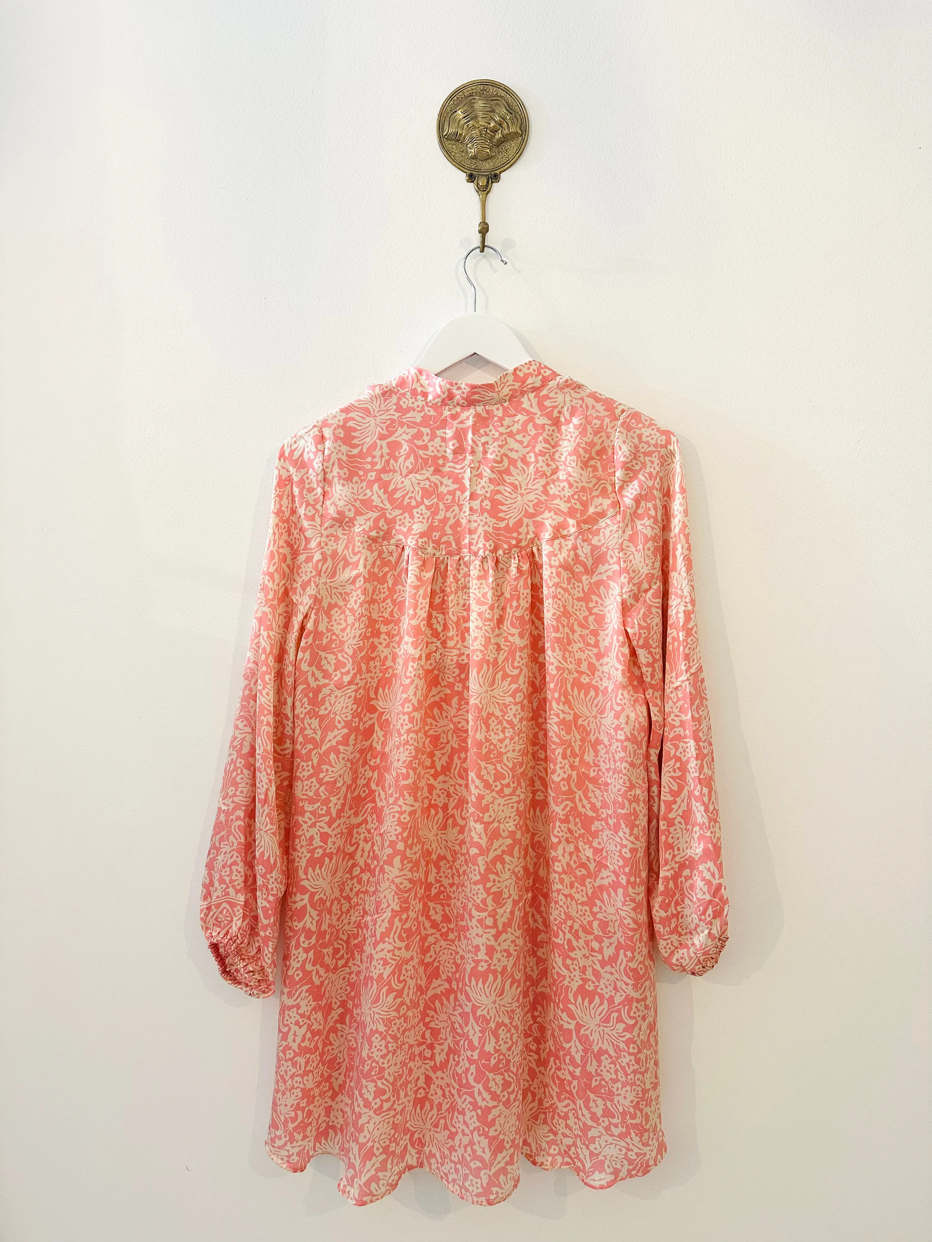 Belize Silk Mini Shirt Dress in Cherry Blossom