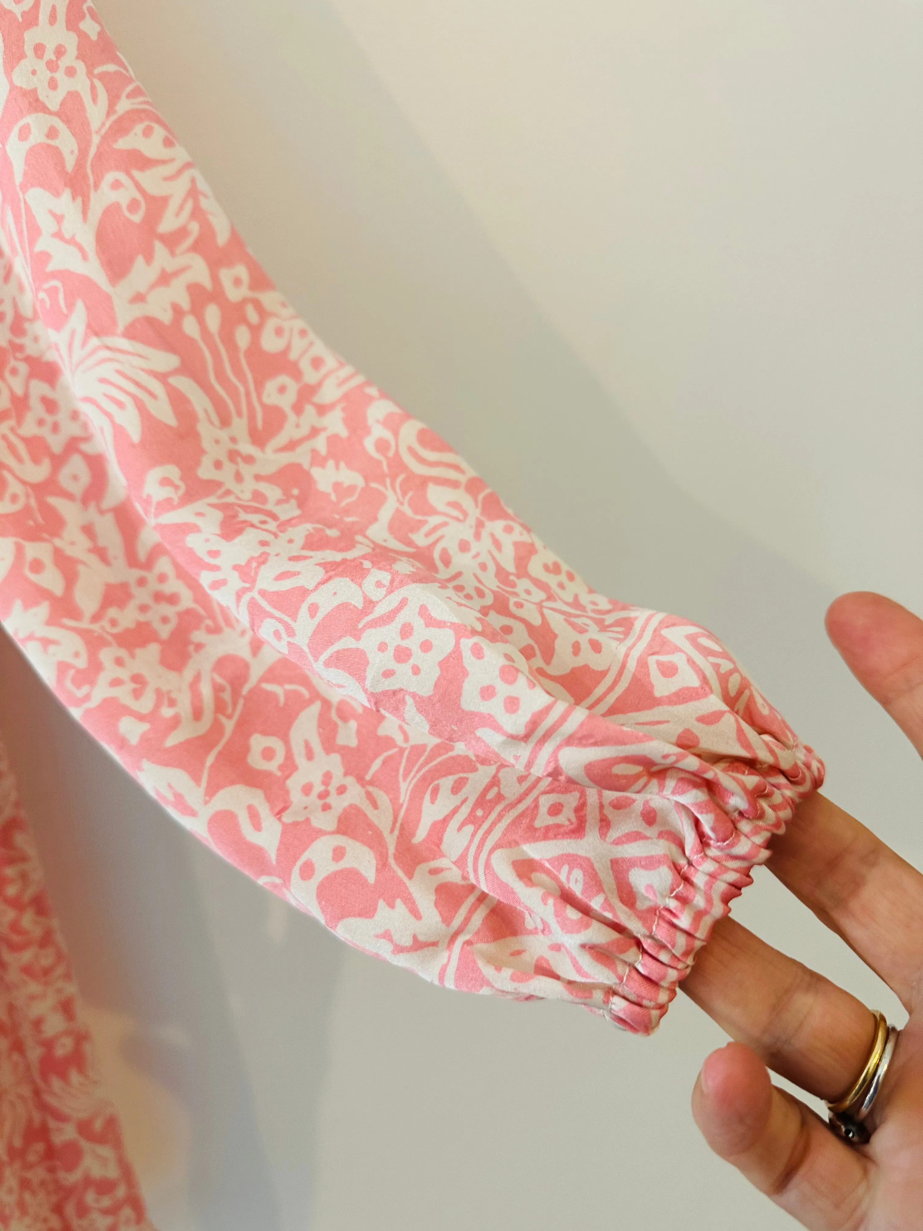 Belize Silk Mini Shirt Dress in Cherry Blossom