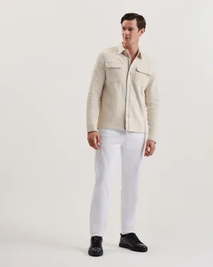 Belza Long Sleeve Regular Fit Textured Shirt Beige