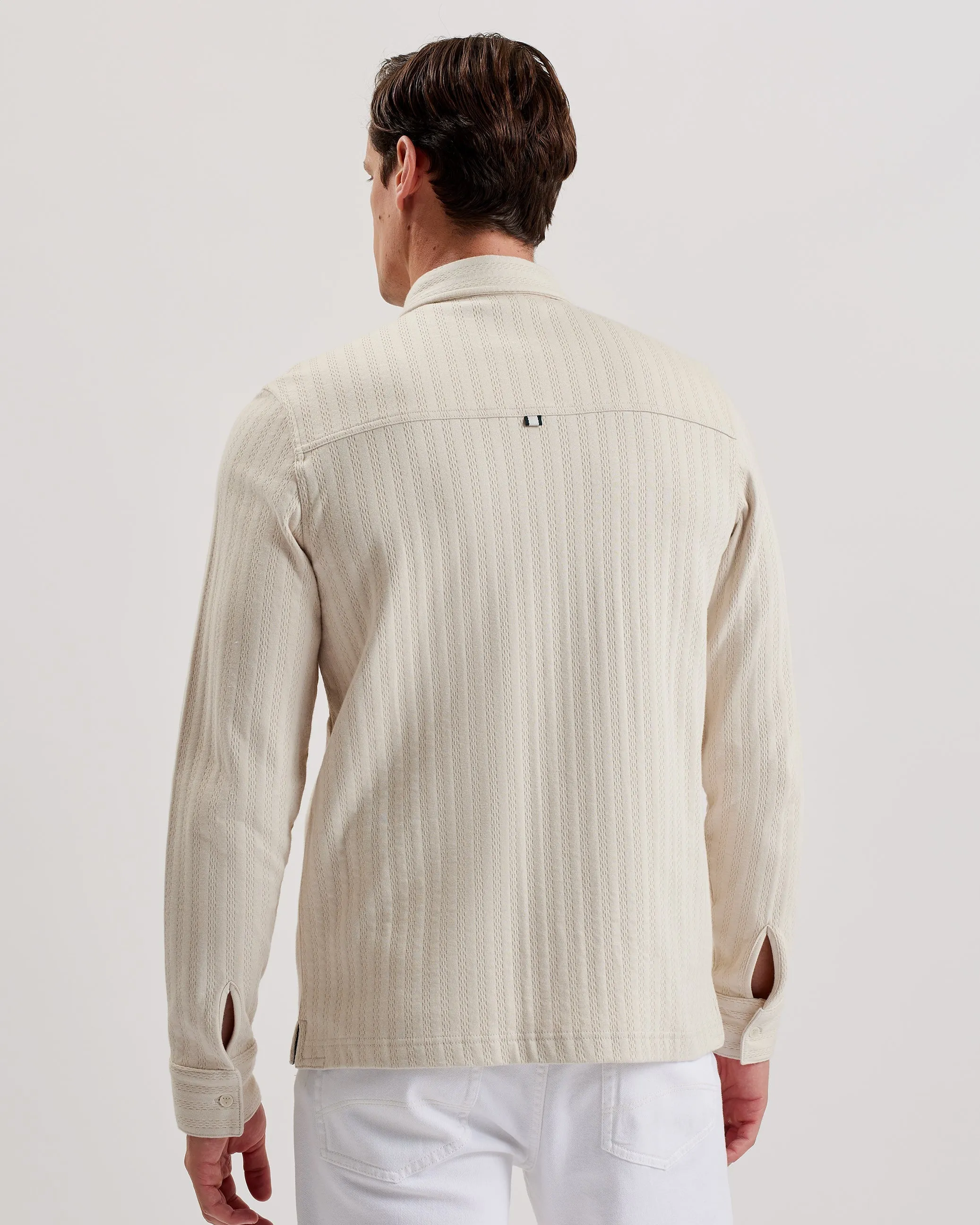 Belza Long Sleeve Regular Fit Textured Shirt Beige