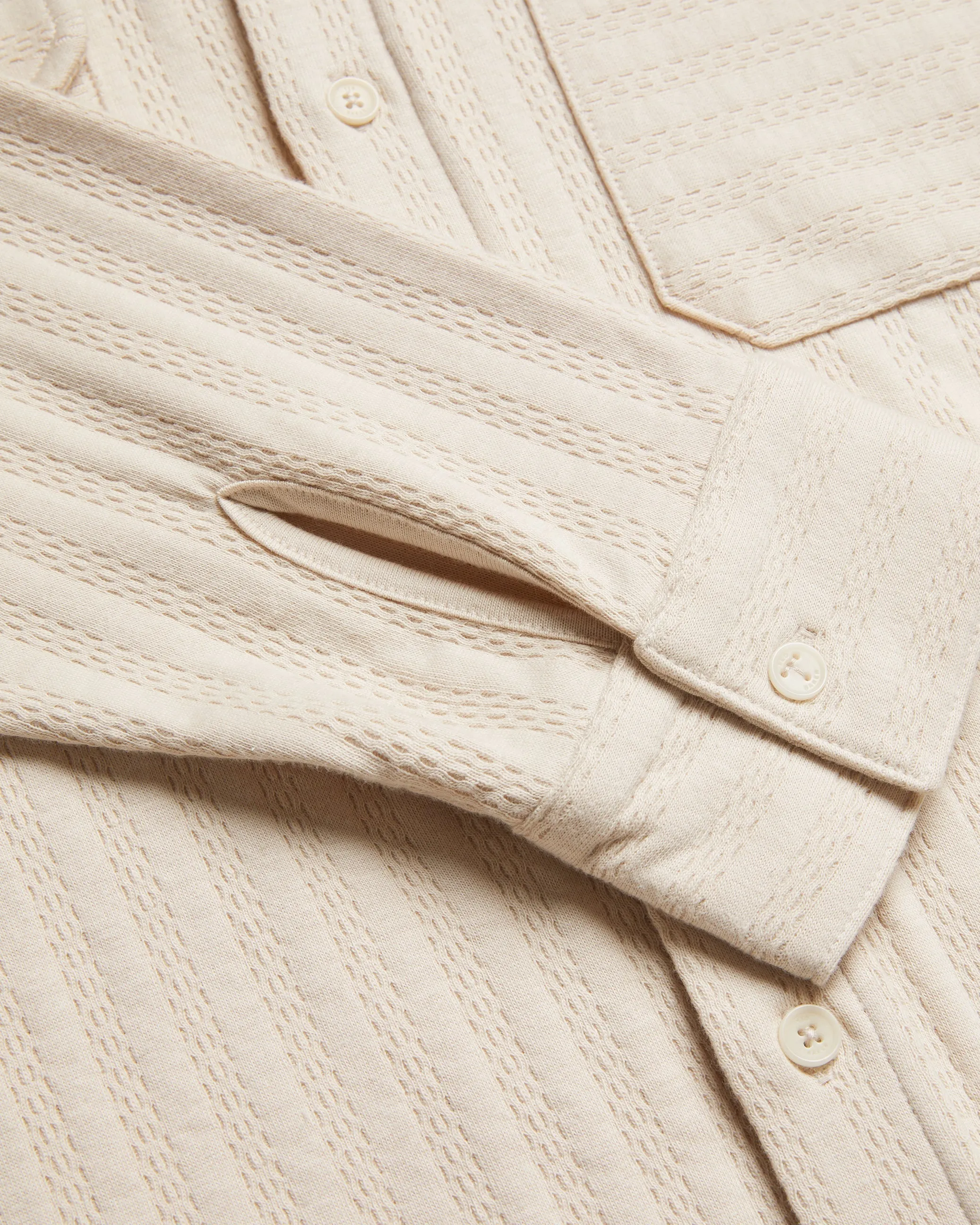 Belza Long Sleeve Regular Fit Textured Shirt Beige