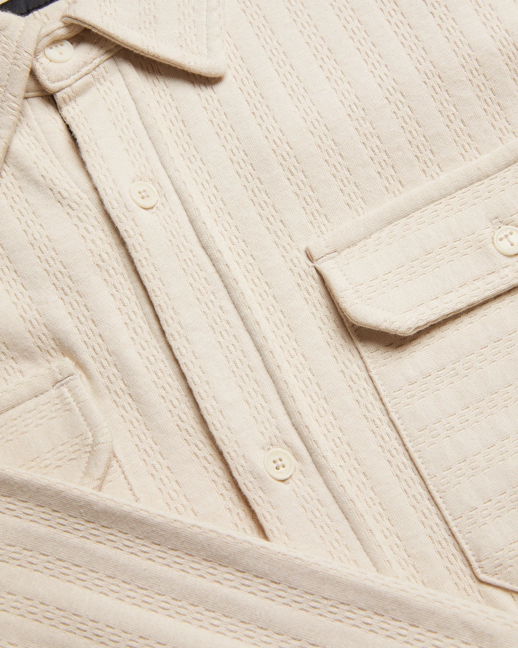 Belza Long Sleeve Regular Fit Textured Shirt Beige