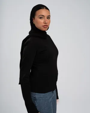 Black Cotton Round Neck - Long Sleeve