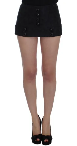 Black Jacquard Floral Shorts