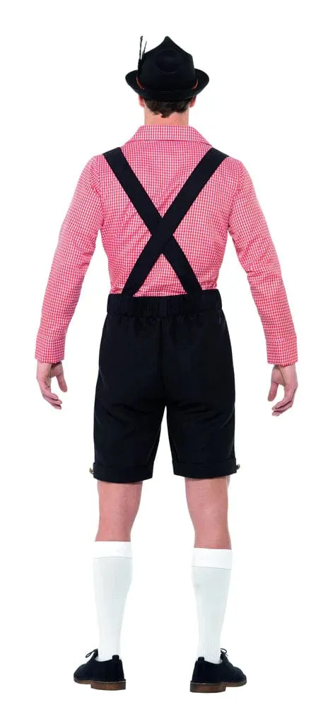 Black Lederhosen Costume with Red Beer Man Shirt