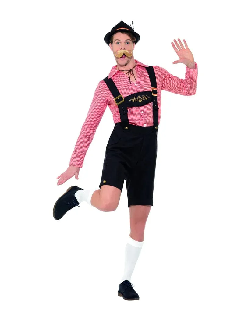 Black Lederhosen Costume with Red Beer Man Shirt