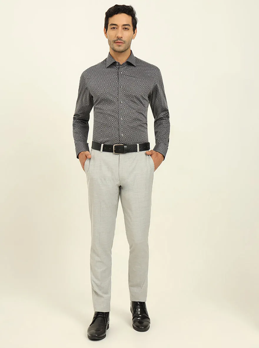 Black Printed Slim Fit Formal Shirt | JadeBlue